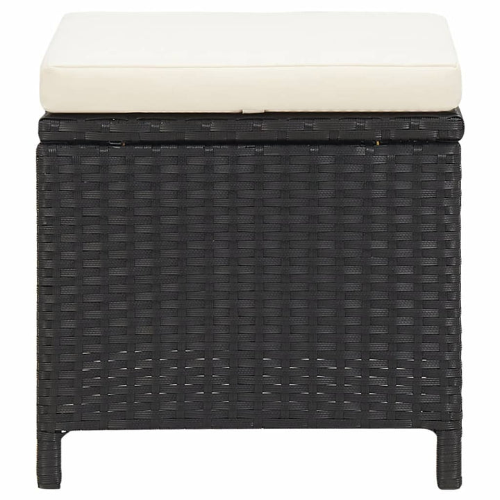 haveskamler 4 stk. med hynder polyrattan sort