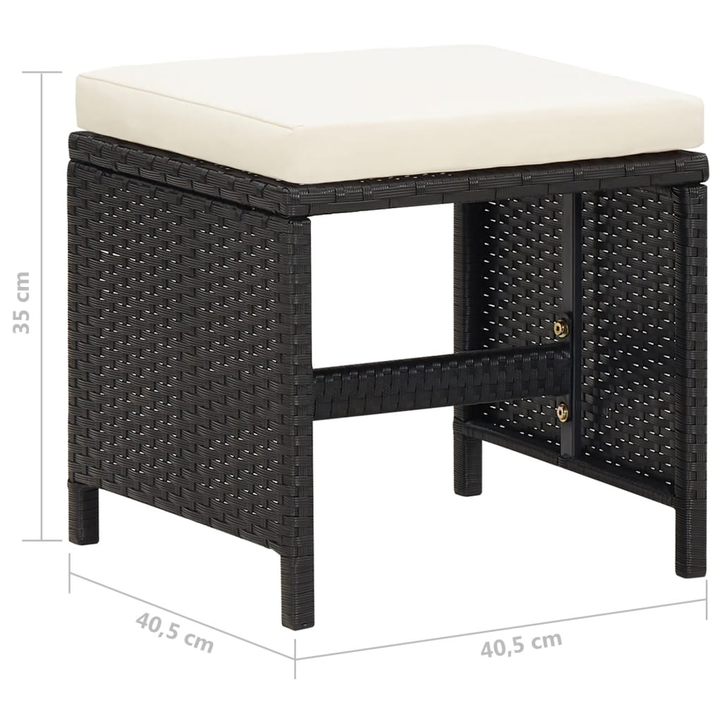 haveskamler 4 stk. med hynder polyrattan sort