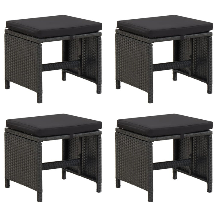 haveskamler 4 stk. med hynder polyrattan sort