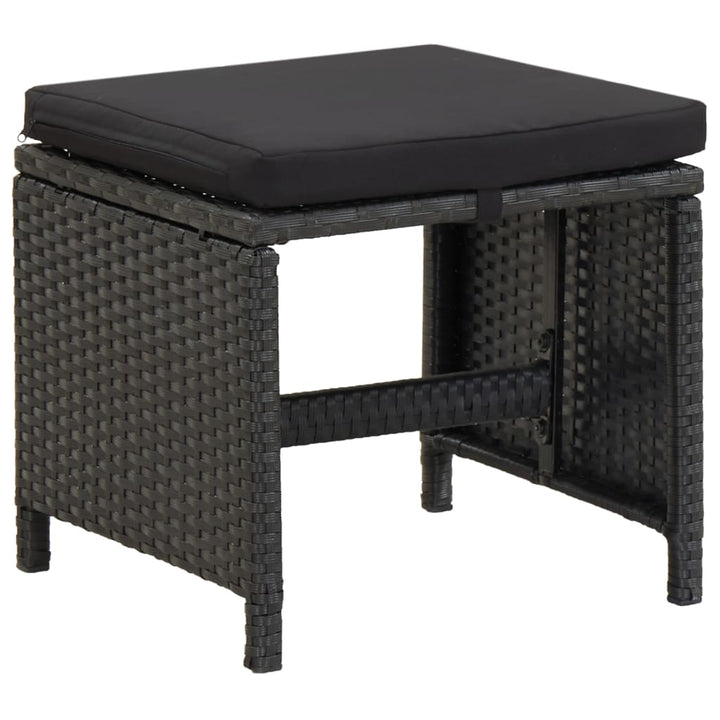 haveskamler 4 stk. med hynder polyrattan sort