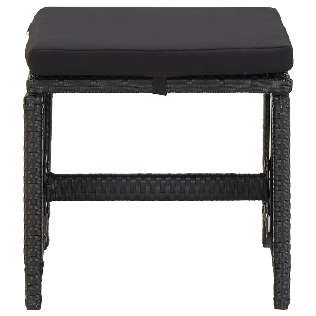 haveskamler 4 stk. med hynder polyrattan sort