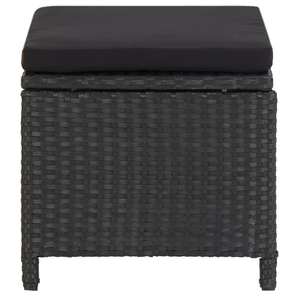 haveskamler 4 stk. med hynder polyrattan sort