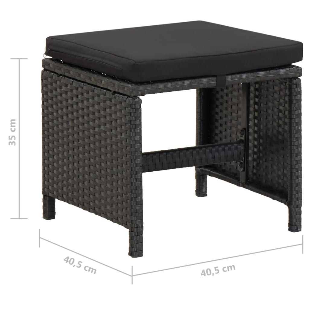 haveskamler 4 stk. med hynder polyrattan sort