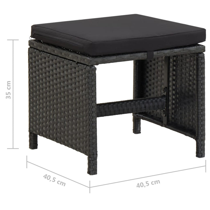 haveskamler 4 stk. med hynder polyrattan sort
