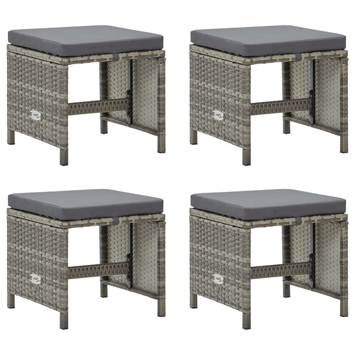 haveskamler 4 stk. med hynder polyrattan grå