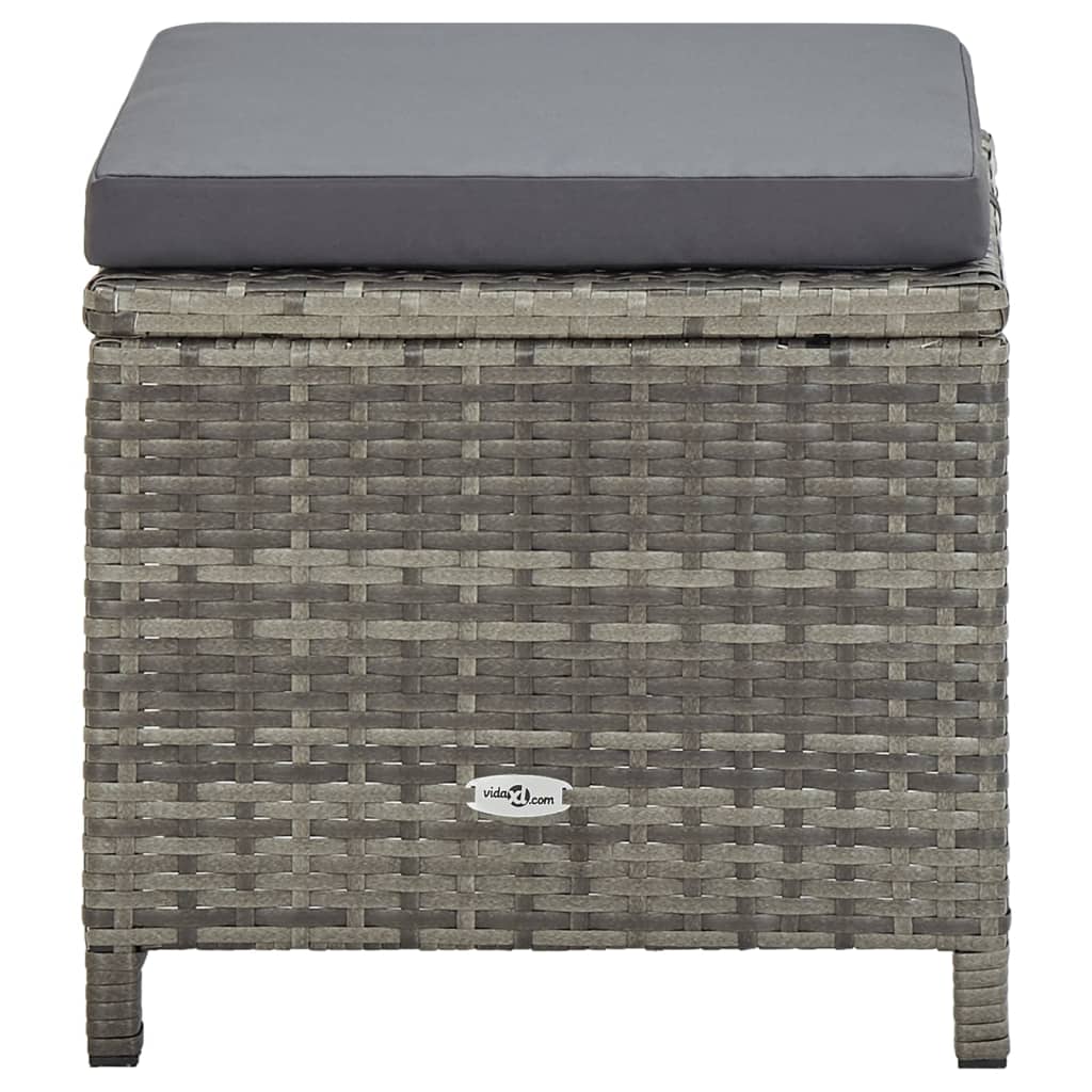 haveskamler 4 stk. med hynder polyrattan grå