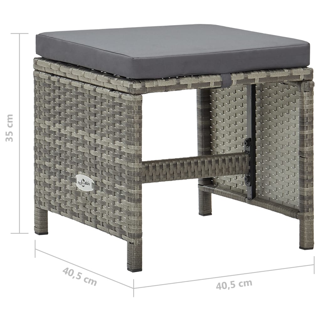 haveskamler 4 stk. med hynder polyrattan grå