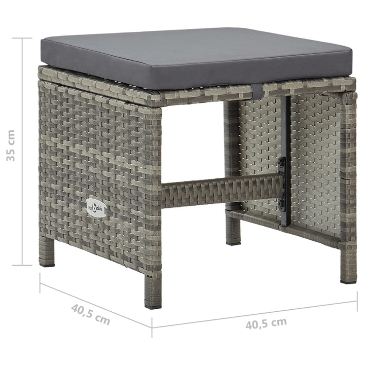 haveskamler 4 stk. med hynder polyrattan grå