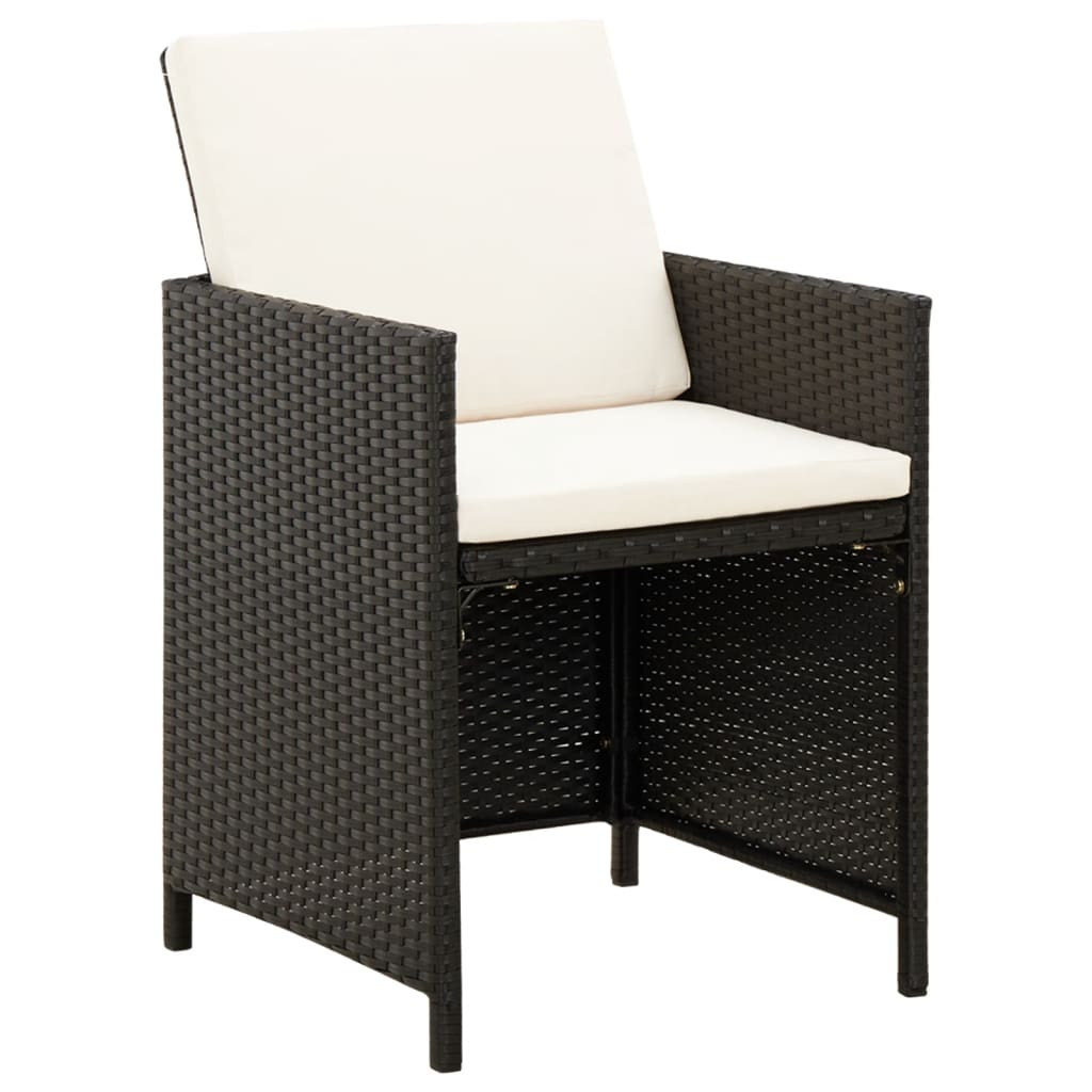 havestol med skamler 4 dele polyrattan sort