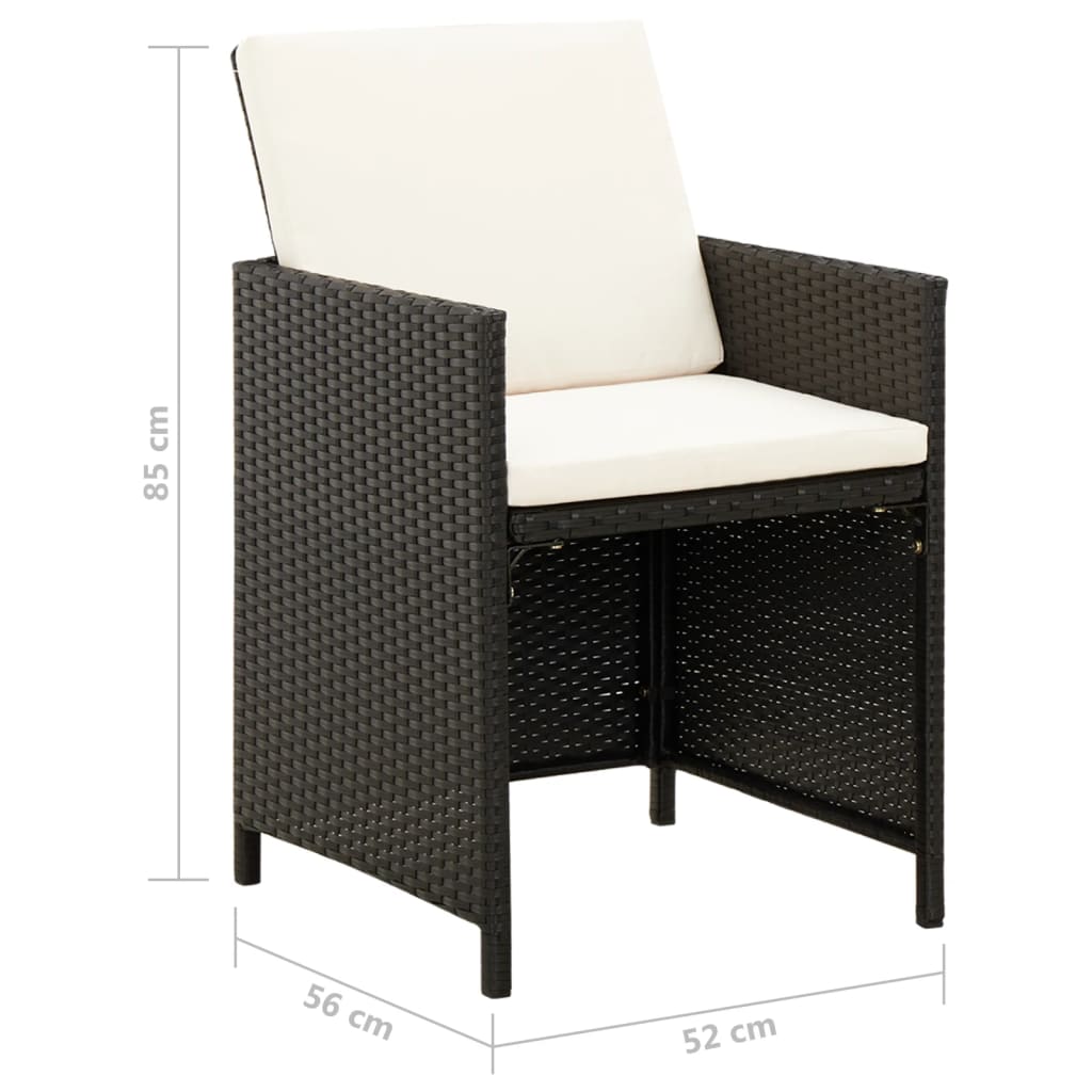 havestol med skamler 4 dele polyrattan sort