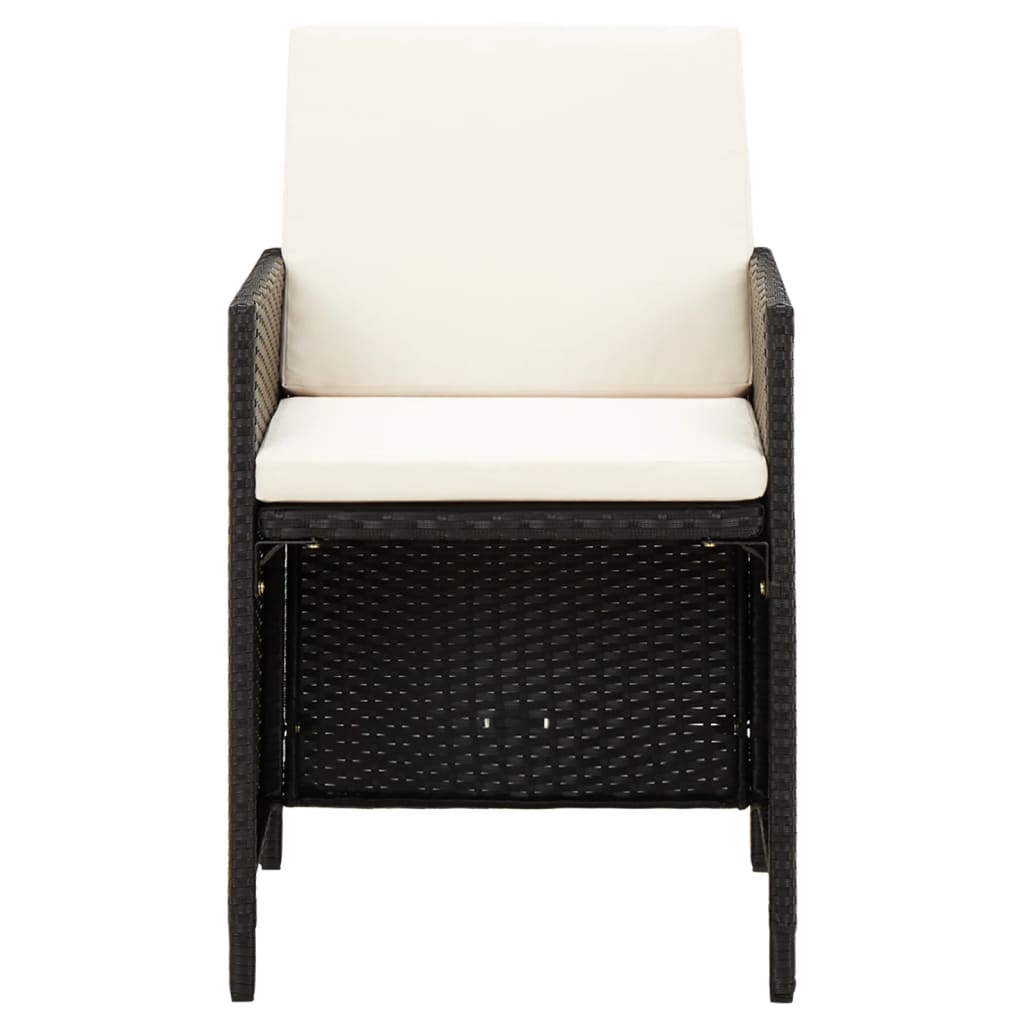 havestol med skamler 4 dele polyrattan sort
