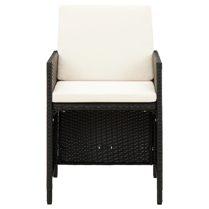 havestol med skamler 4 dele polyrattan sort