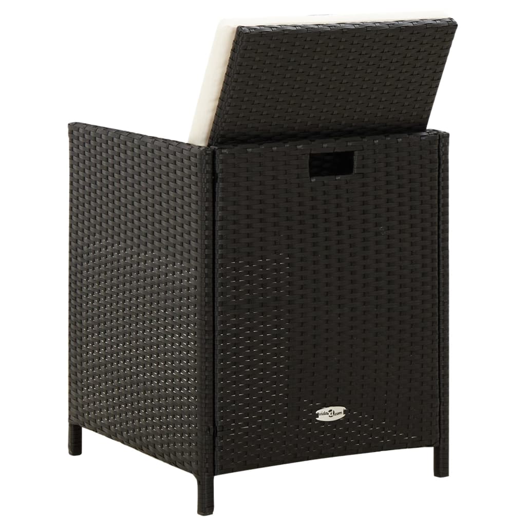 havestol med skamler 4 dele polyrattan sort