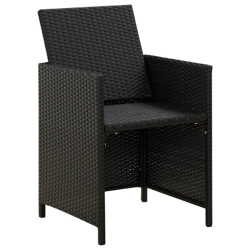 havestol med skamler 4 dele polyrattan sort