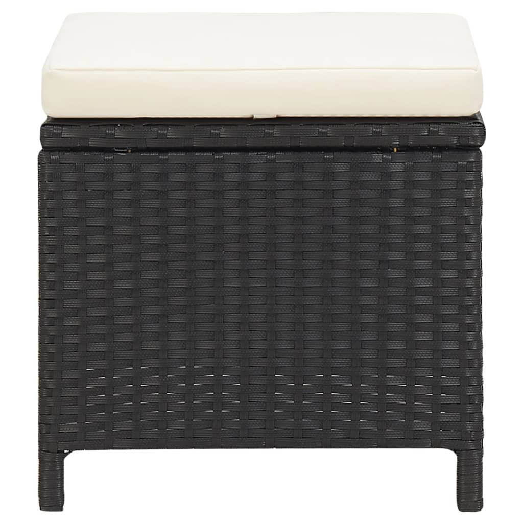 havestol med skamler 4 dele polyrattan sort