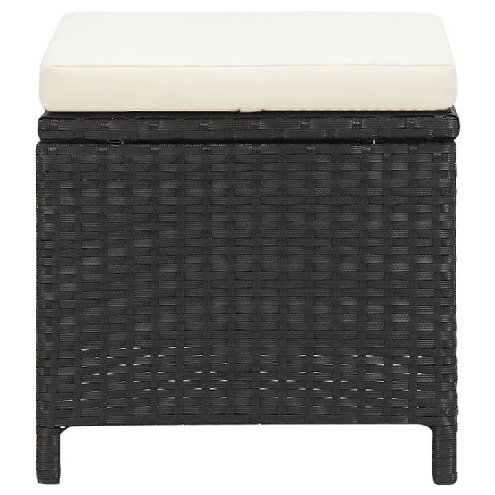 havestol med skamler 4 dele polyrattan sort