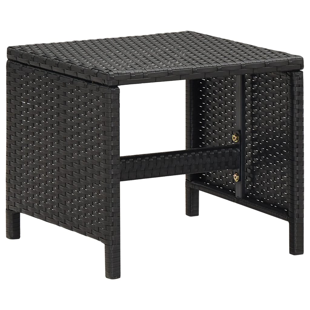 havestol med skamler 4 dele polyrattan sort