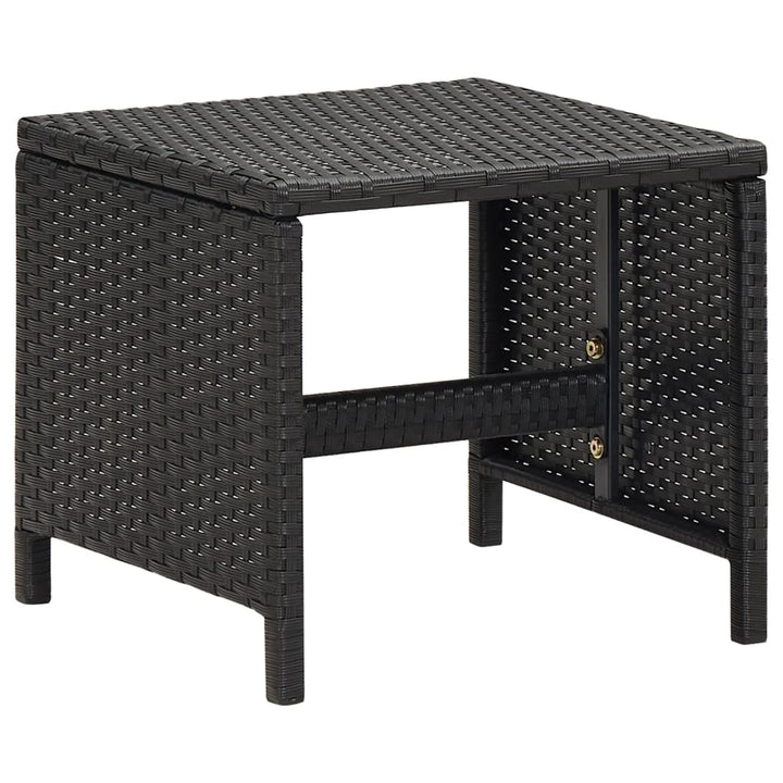 havestol med skamler 4 dele polyrattan sort