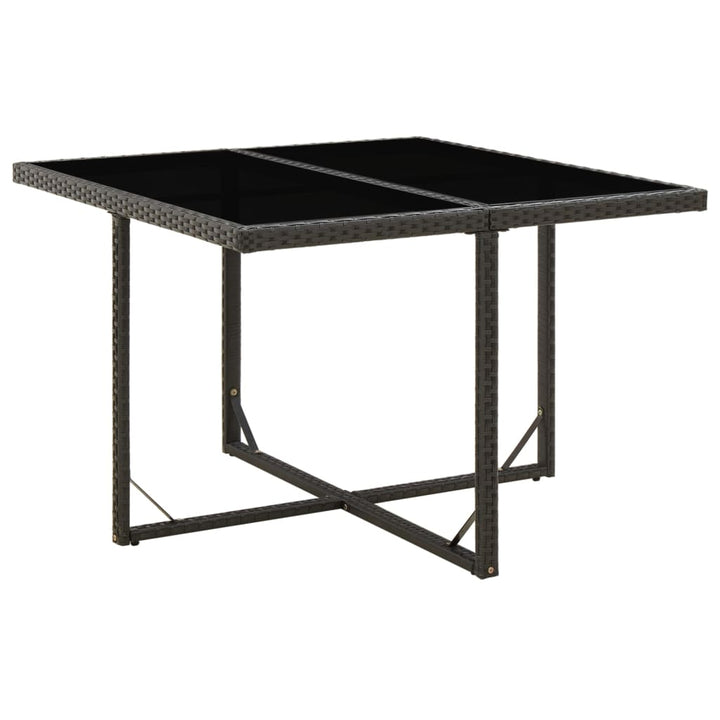 havebord 109x107x74 cm polyrattan og glas sort