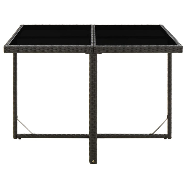havebord 109x107x74 cm polyrattan og glas sort