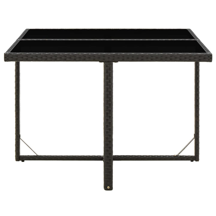havebord 109x107x74 cm polyrattan og glas sort