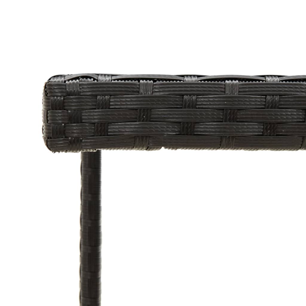havebord 109x107x74 cm polyrattan og glas sort