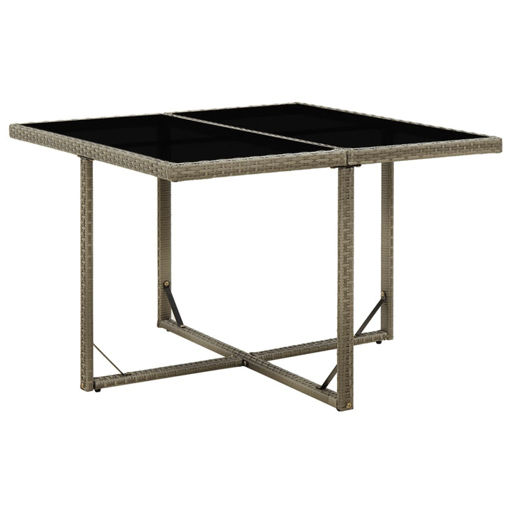 havebord 109x107x74 cm polyrattan og glas grå