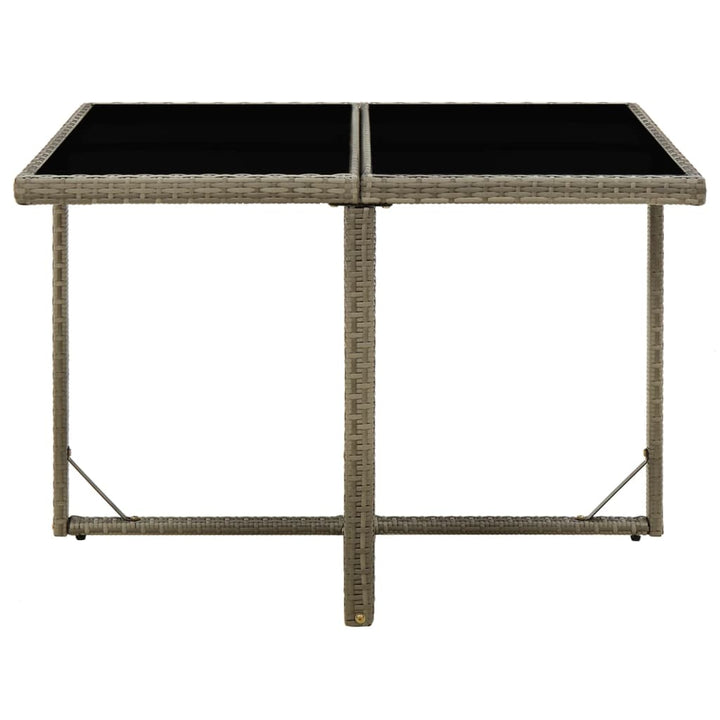 havebord 109x107x74 cm polyrattan og glas grå