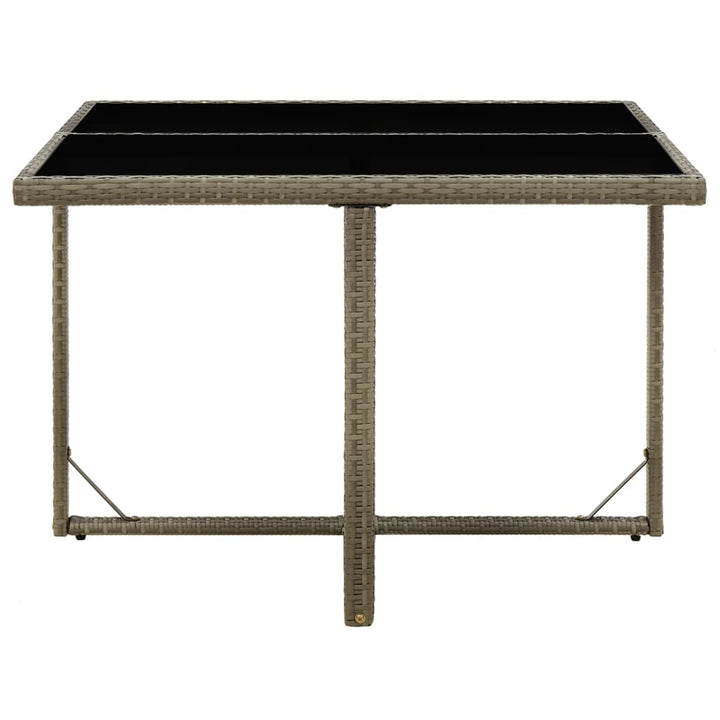havebord 109x107x74 cm polyrattan og glas grå