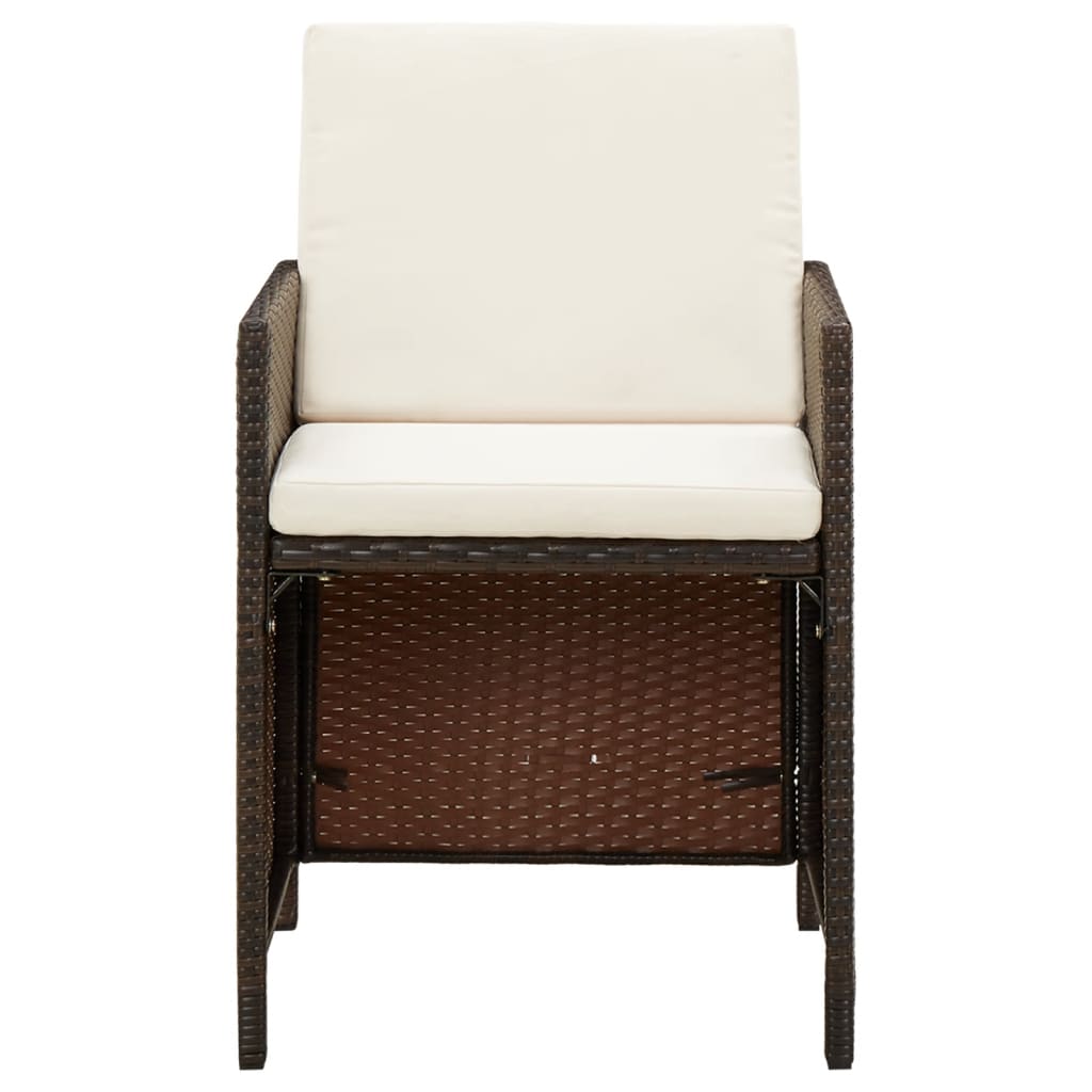 havestole med hynder 4 stk. polyrattan brun