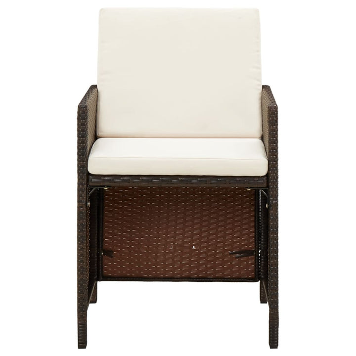 havestole med hynder 4 stk. polyrattan brun