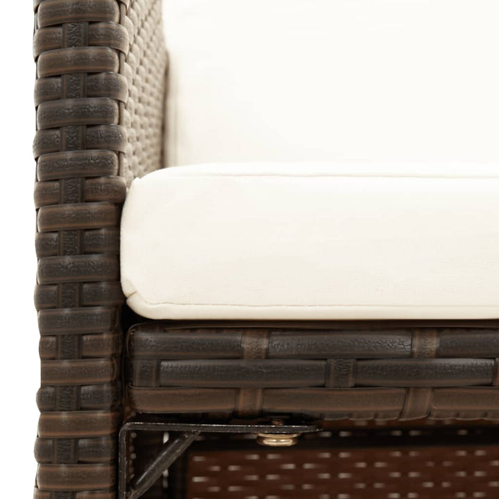havestole med hynder 4 stk. polyrattan brun