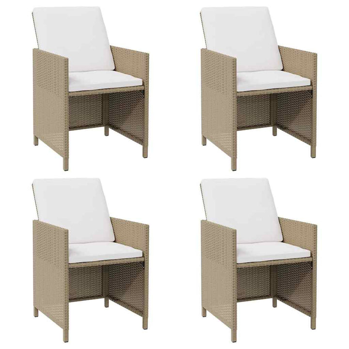 havestole med hynder 4 stk. polyrattan beige