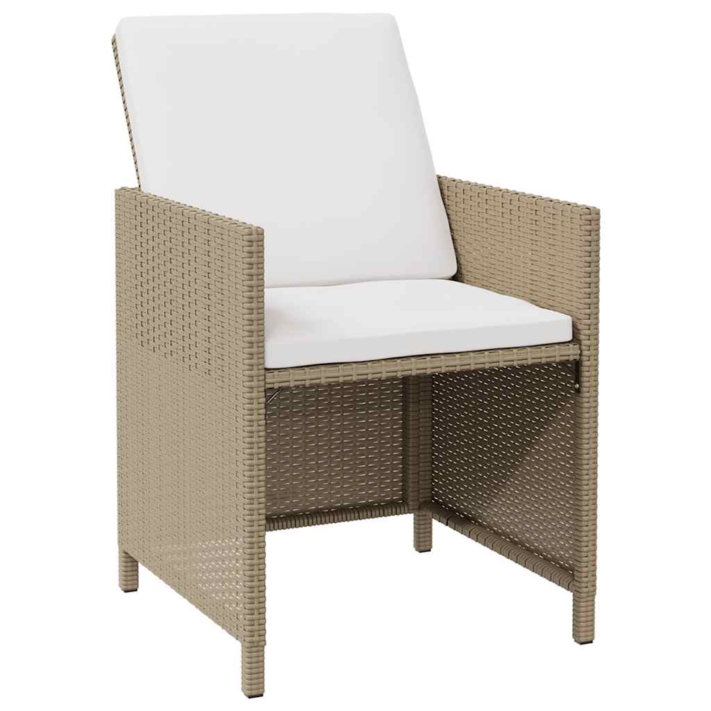 havestole med hynder 4 stk. polyrattan beige