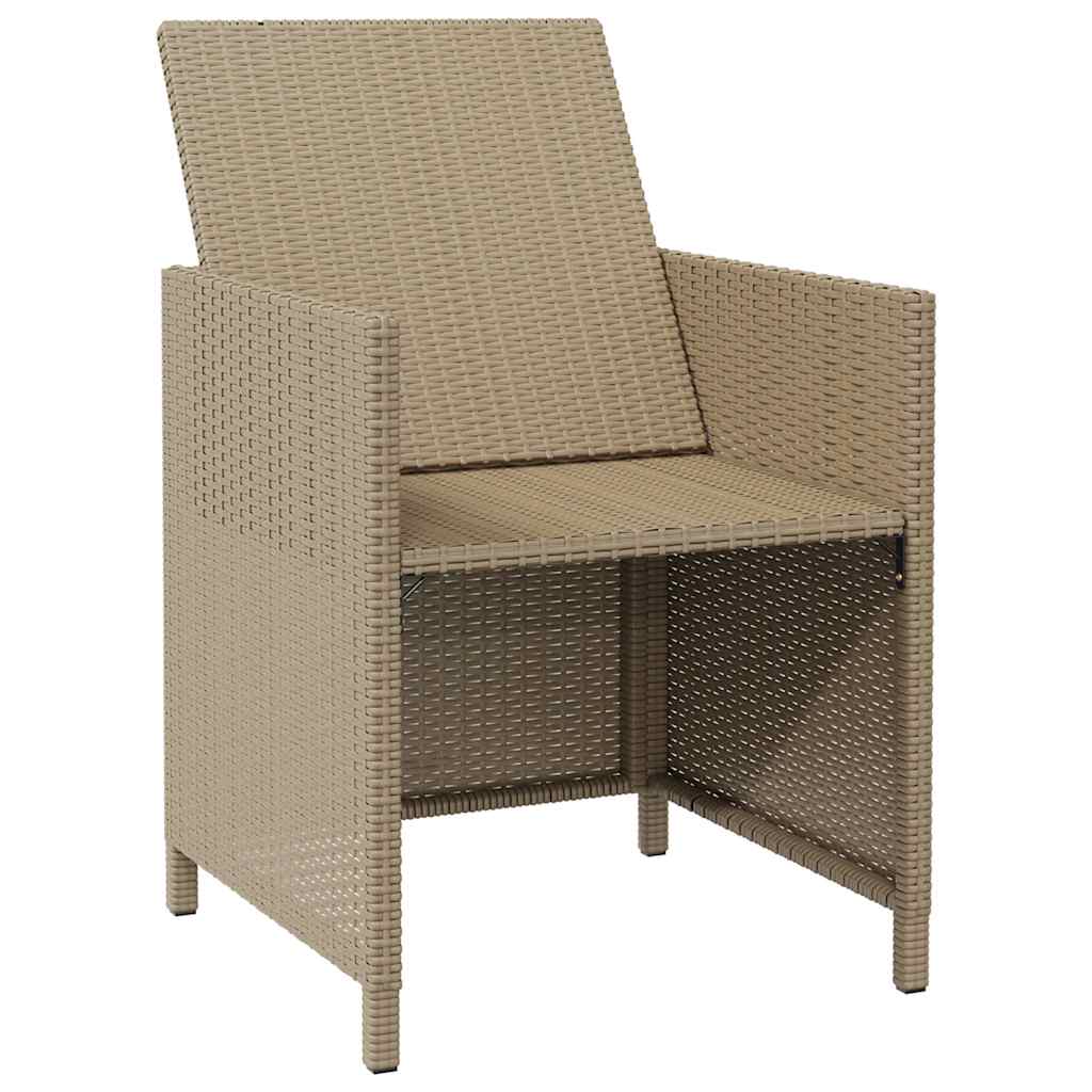 havestole med hynder 4 stk. polyrattan beige