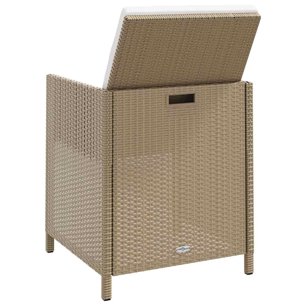 havestole med hynder 4 stk. polyrattan beige