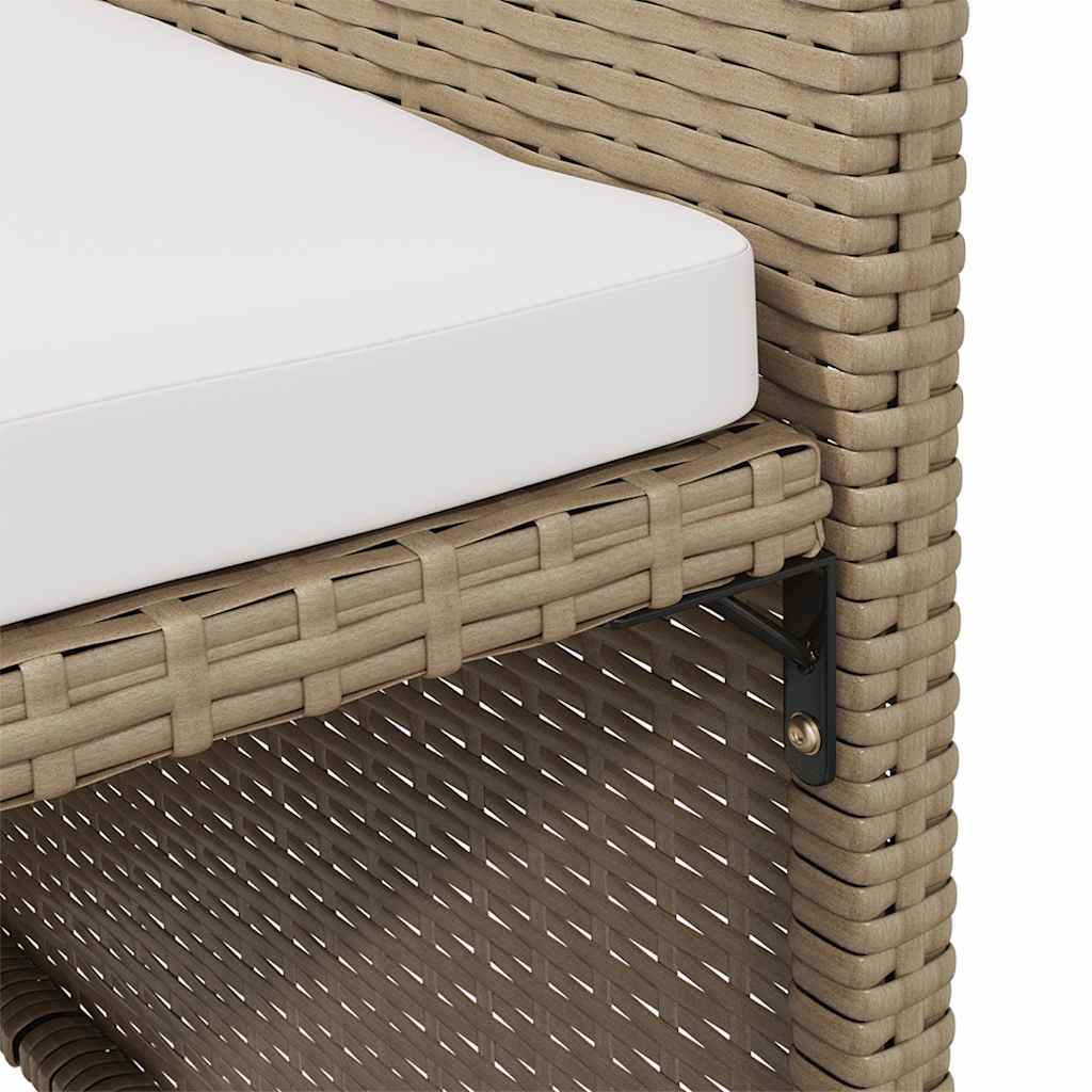 havestole med hynder 4 stk. polyrattan beige