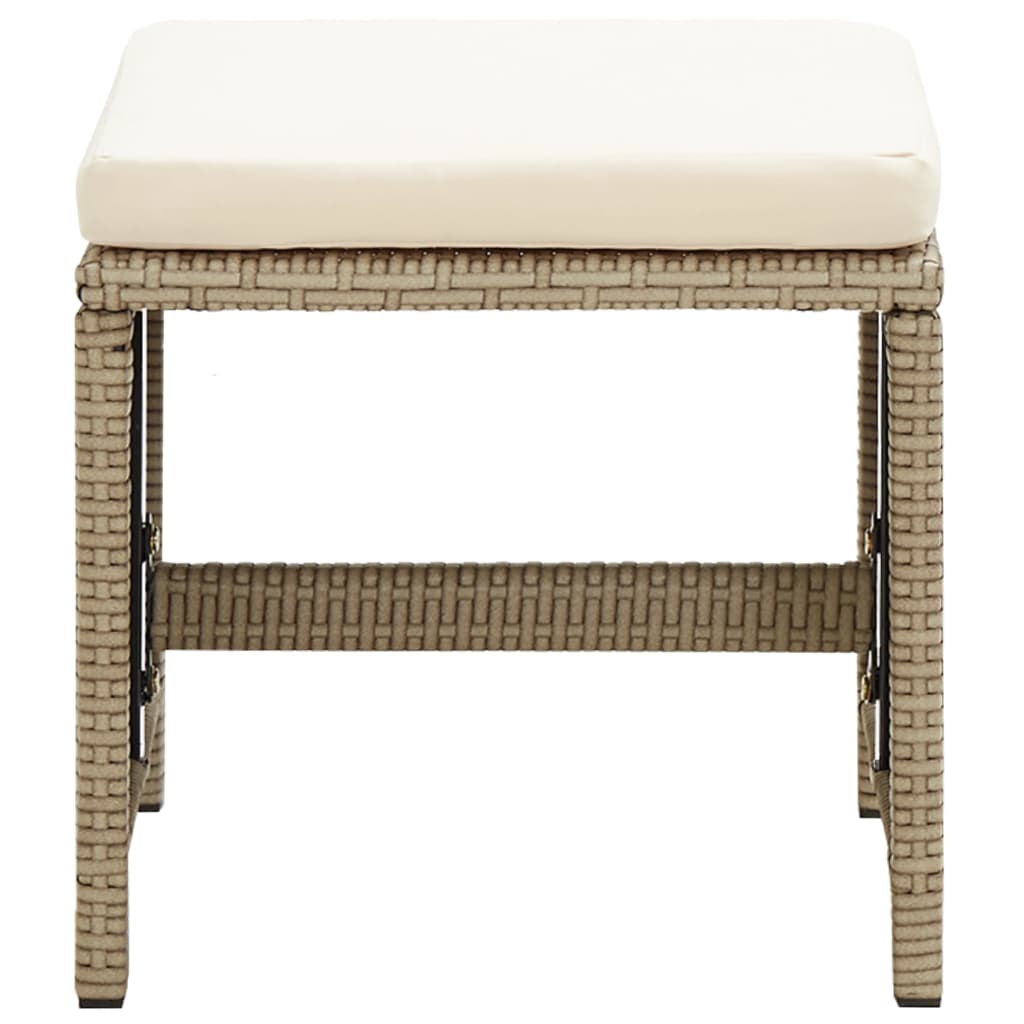 havestole med skamler 2 stk. polyrattan beige