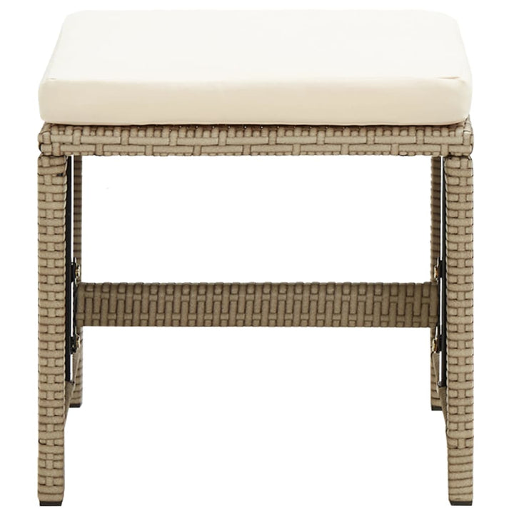 havestole med skamler 2 stk. polyrattan beige
