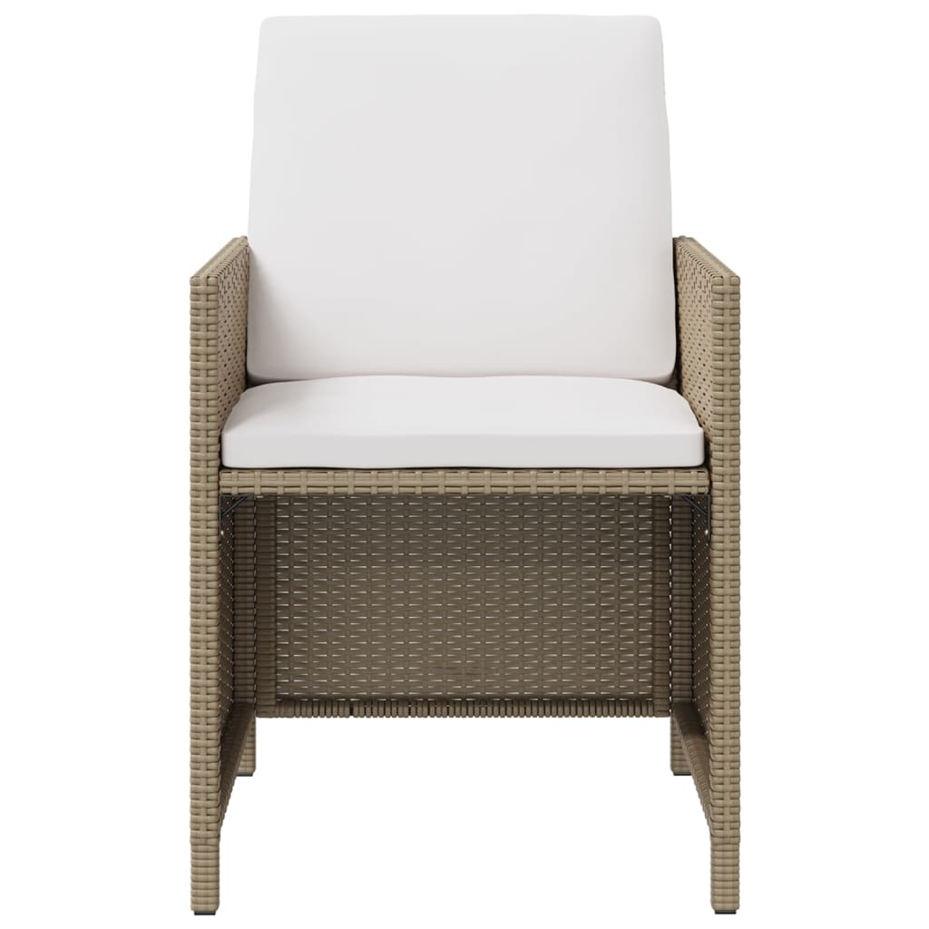 havestole med skamler 2 stk. polyrattan beige