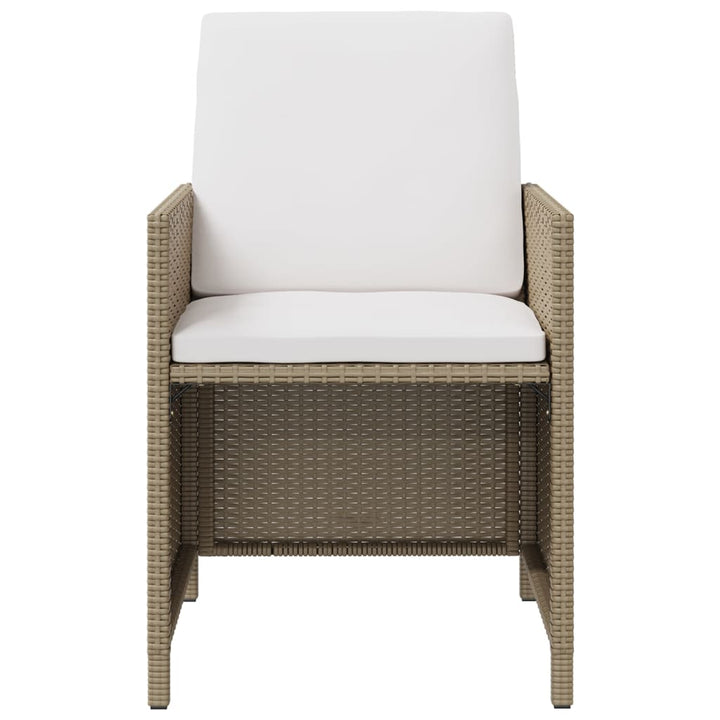 havestole med skamler 2 stk. polyrattan beige