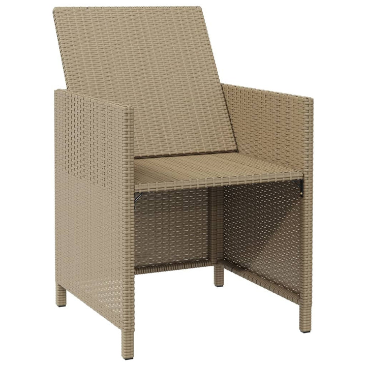 havestole med skamler 2 stk. polyrattan beige