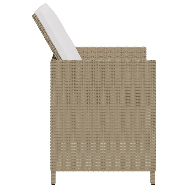 havestole med skamler 2 stk. polyrattan beige