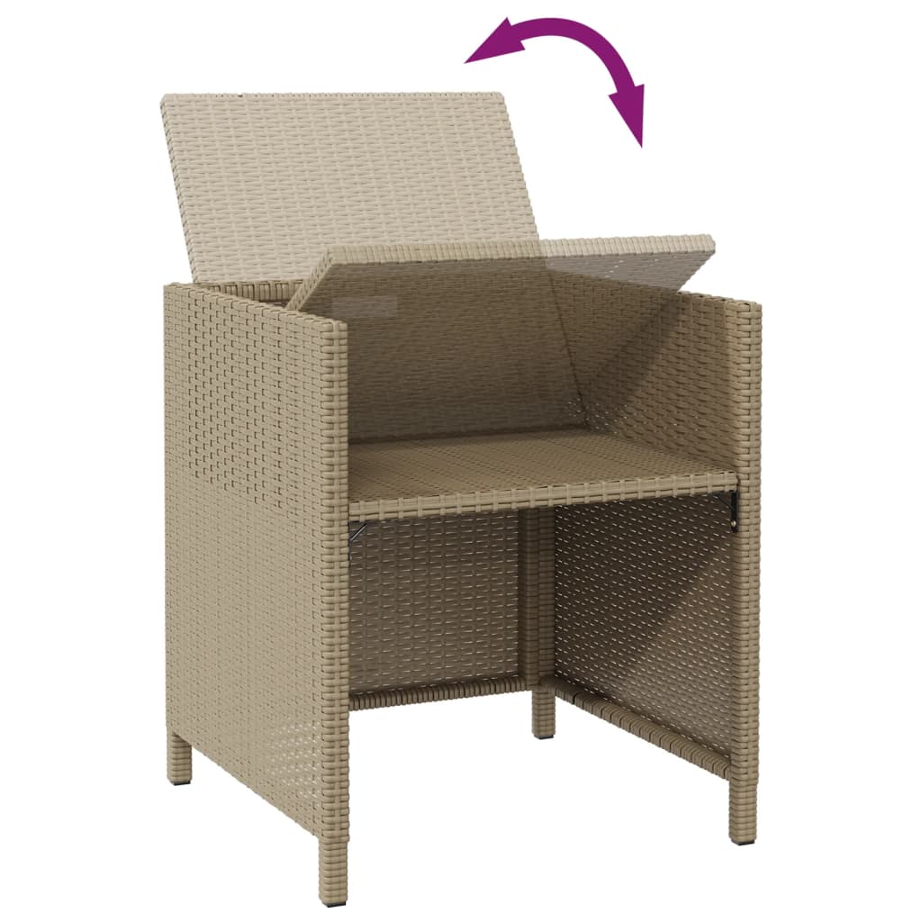havestole med skamler 2 stk. polyrattan beige