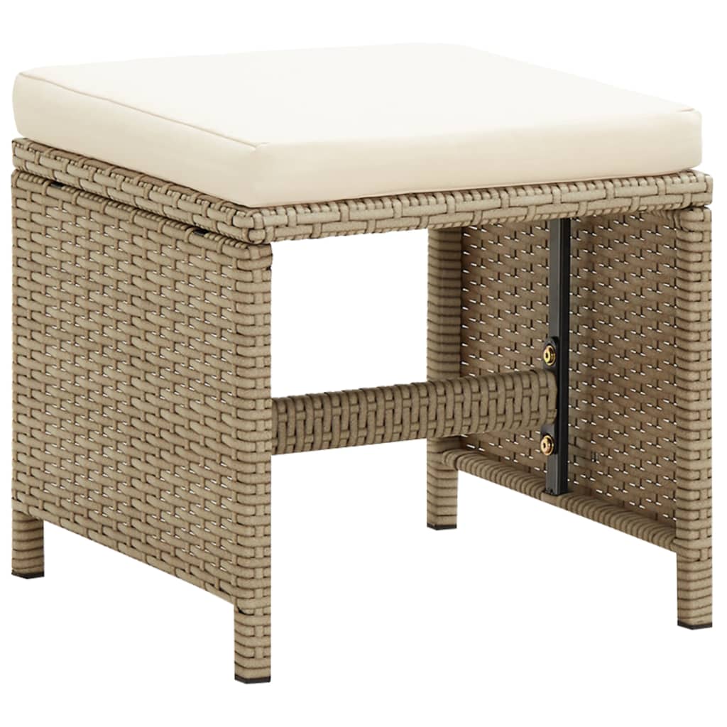 havestole med skamler 2 stk. polyrattan beige