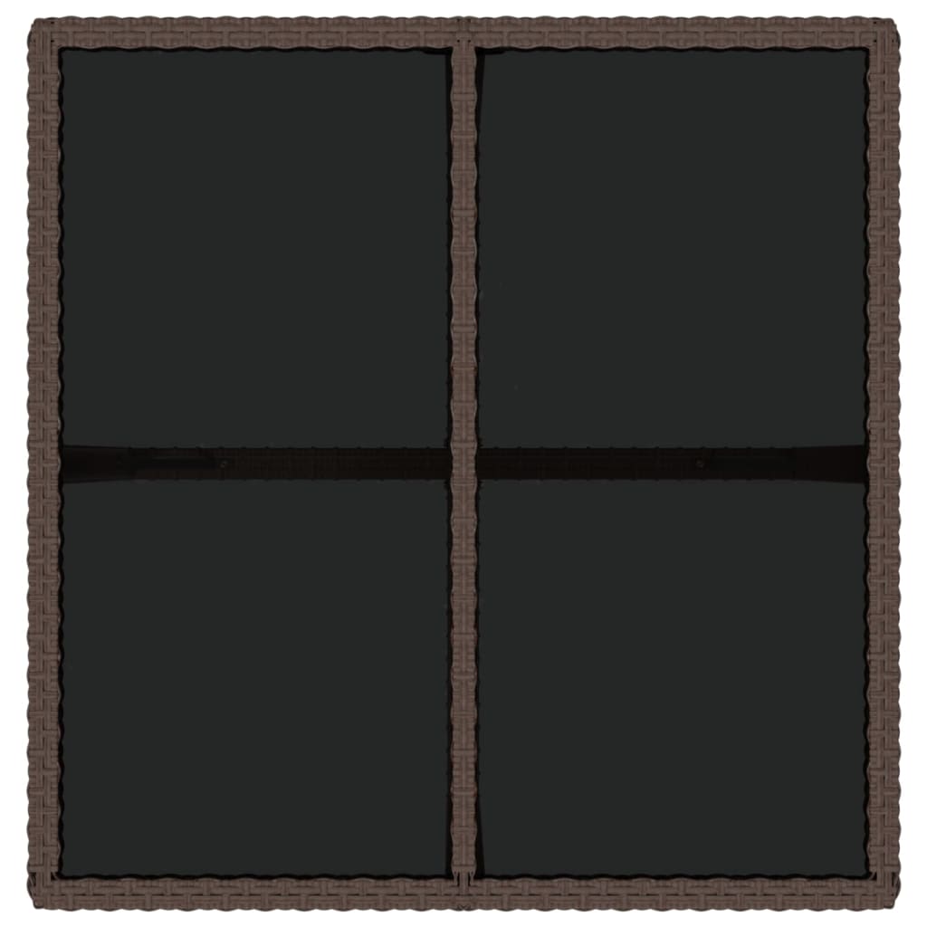 havebord 109x107x74 cm polyrattan og glas brun