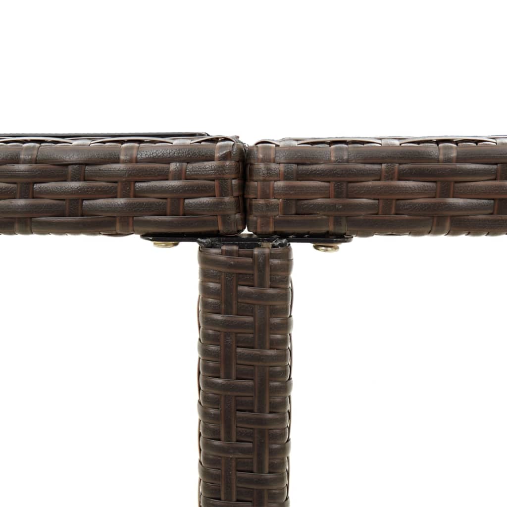 havebord 109x107x74 cm polyrattan og glas brun