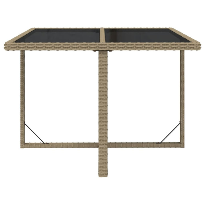 havebord 109x107x74 cm polyrattan og glas beige