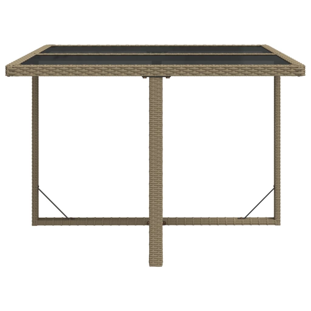 havebord 109x107x74 cm polyrattan og glas beige