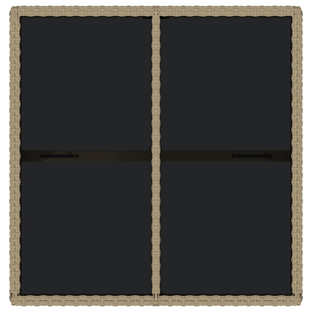 havebord 109x107x74 cm polyrattan og glas beige